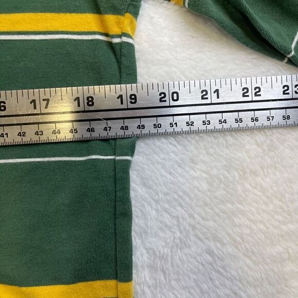 Large Aeropostale Slim Fit Green Polo Long Sleeve Yellow Striped - Picture 6 of 11